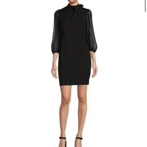 Calvin Klein Black Sheath Dress with Neck Bow